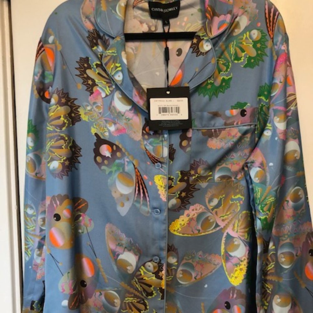 Cynthia Rowley Silk Pajama-Style Top NWT
